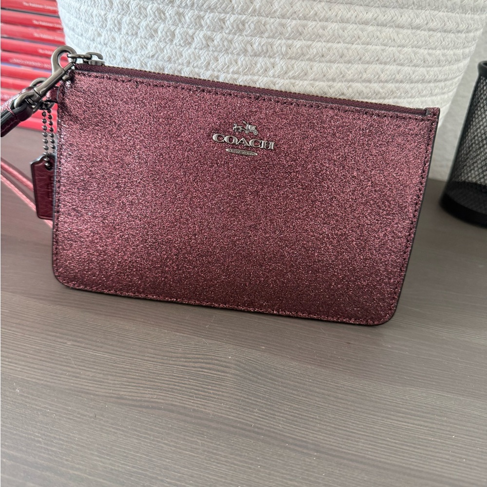 Coach Sparkling Clutch in Deep Red